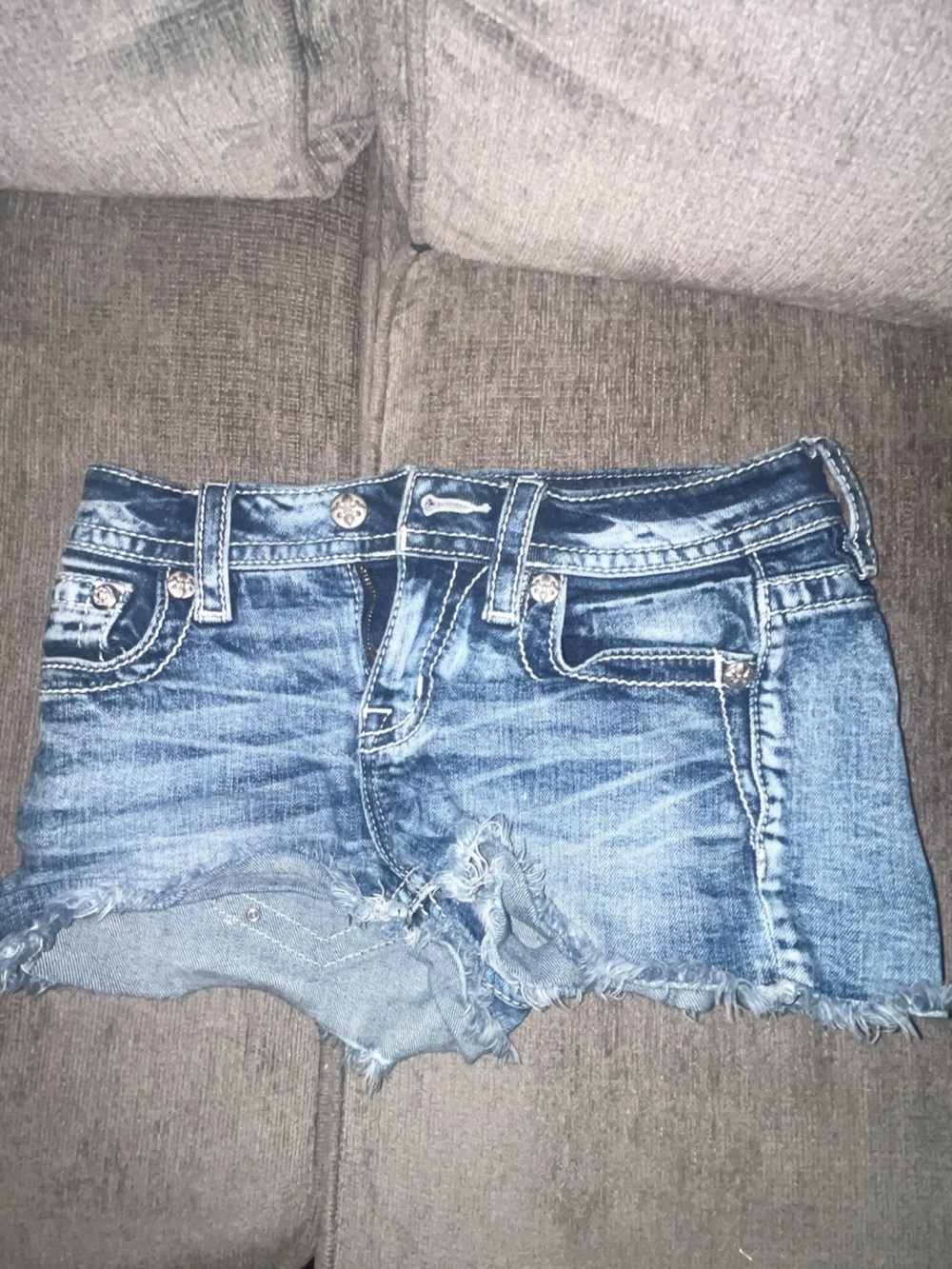 Miss Me Blue Distressed Denim Cutoff Shorts